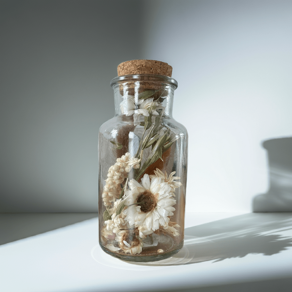 Glas mittel mit getrockneten Blumen - GRAYSS FASHION