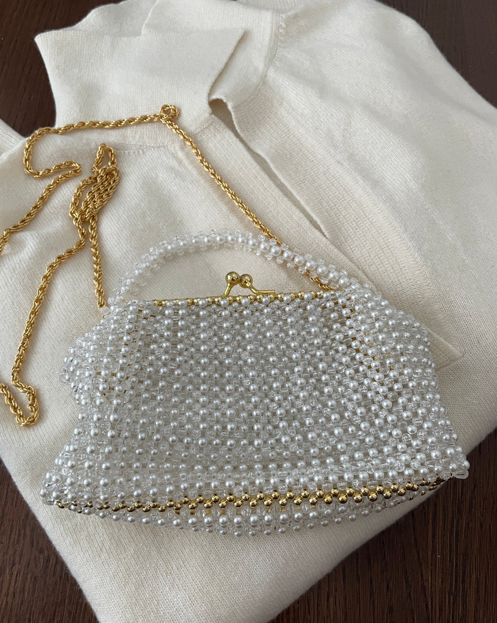 Handtasche in Vintage Style aus Bergkristall klar - GRAYSS FASHION & HOME
