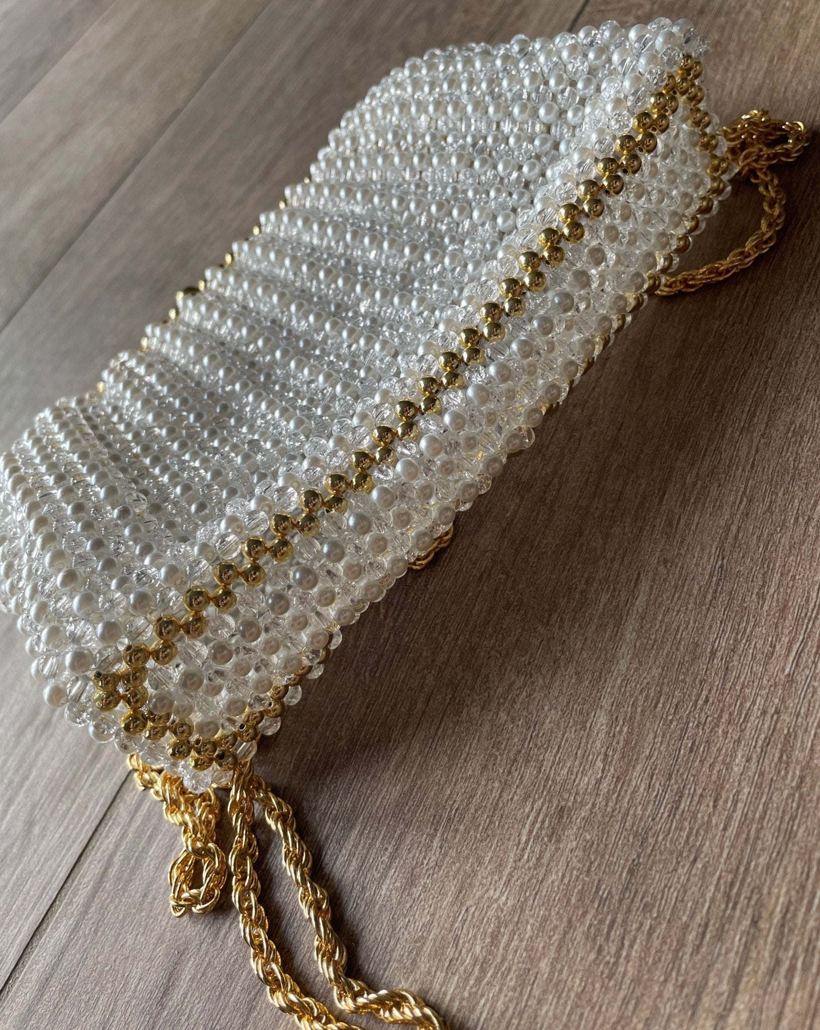 Handtasche in Vintage Style aus Bergkristall klar - GRAYSS FASHION & HOME