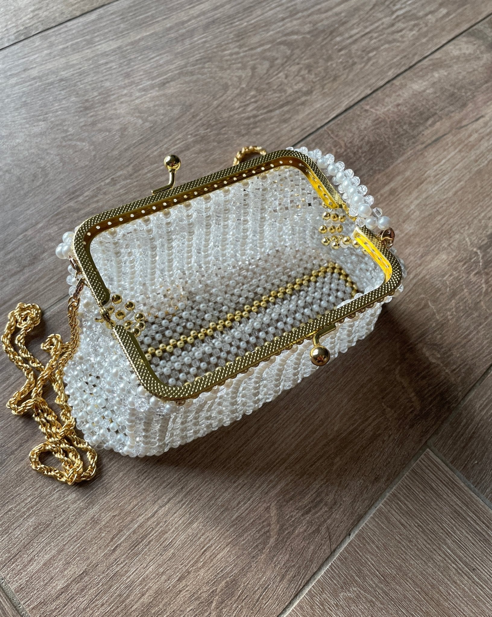 Handtasche in Vintage Style aus Bergkristall klar - GRAYSS FASHION & HOME