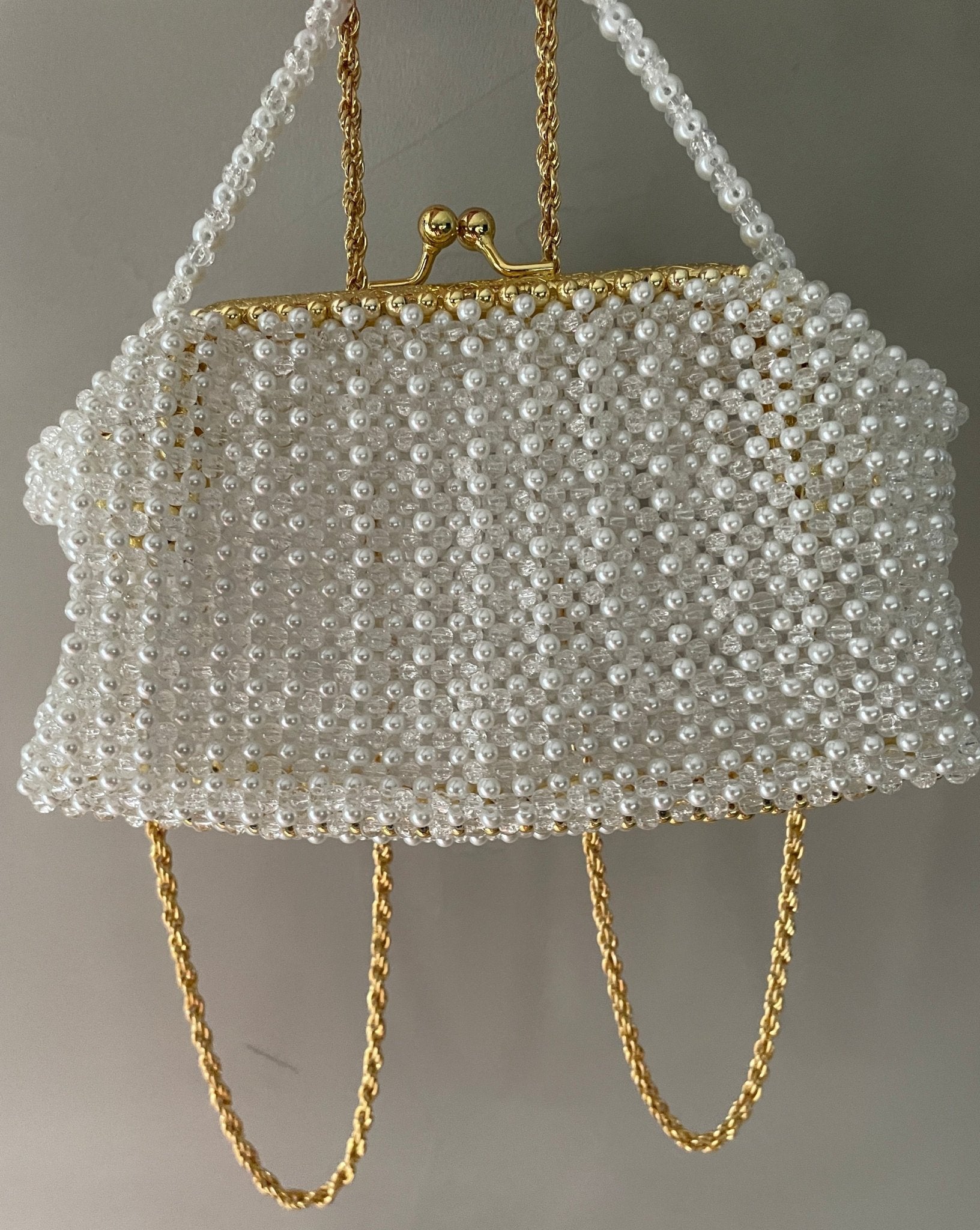Handtasche in Vintage Style aus Bergkristall klar - GRAYSS FASHION & HOME